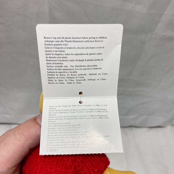 1990’s Disney Store Official Winnie the Pooh Red Sweater Stuffed Bean Plush 8 In - Picture 6 of 6
